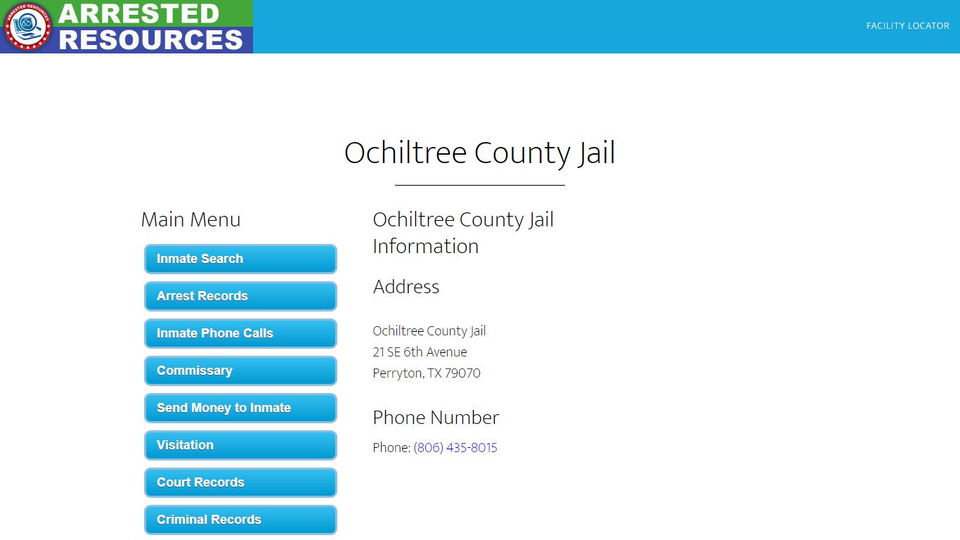 Ochiltree County Jail - Inmate Search - Perryton, TX